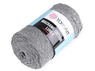 Pletací příze Macrame Cotton lurex 250 g Balení: 1 ks, Varianta: 12 (737) šedá stříbrná