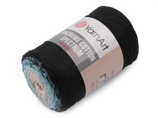 Pletací příze Macrame Cotton Spectrum 250 g Balení: 1 ks, Varianta: 9 (1310) černá modrá světlá