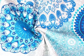 Režná bavlna mandaly modré
