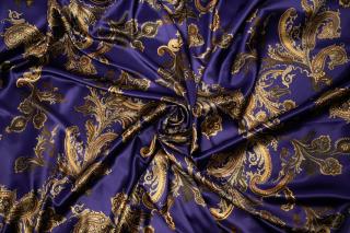 Umělé hedvábí / Silky Armani kašmírový vzor na fialové