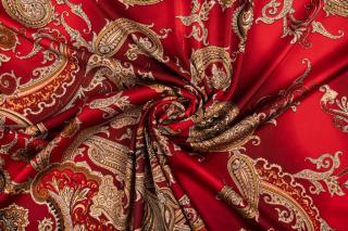 Umělé hedvábí / Silky kašmírový vzor na červené