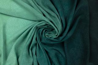 Umělé hedvábí / Silky zelené ombré se vzorem