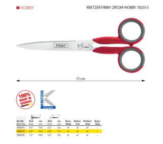 Univerzální nůžky Kretzer Finny ZipZap Hobby, délka 15 cm