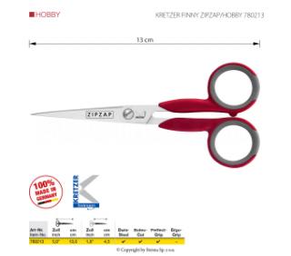 Vyšívací nůžky Kretzer Finny Zipzap Hobby, délka 13 cm