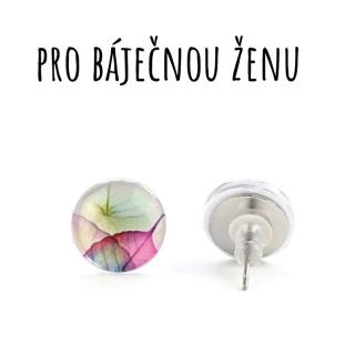 Barevné listy světlé skleněné náušnice pecky 14 mm