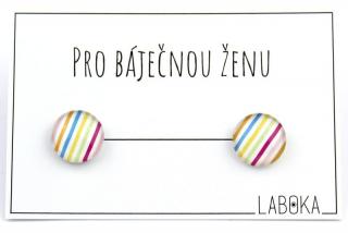 Barevné pruhy skleněné náušnice pecky 12 mm