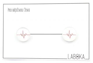 EKG křivka náušnice skleněné pecky bílé 14 mm