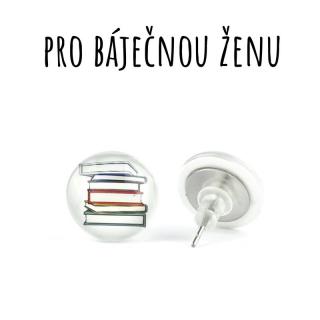 Knihy skleněné náušnice pecky 12 mm
