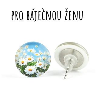 Kopretiny skleněné náušnice pecky 12 mm