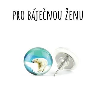 Lední medvěd skleněné náušnice pecky 10 mm