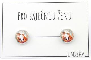 Liška skleněné náušnice pecky 12 mm