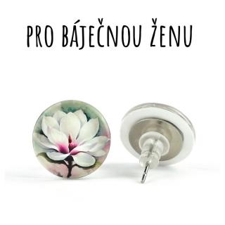 Magnolie skleněné náušnice pecky 12 mm