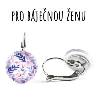 Malované květy náušnice VISACÍ 14 mm