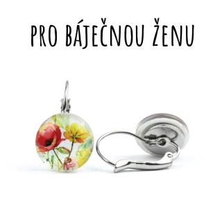 Malované květy náušnice VISACÍ 3 14 mm