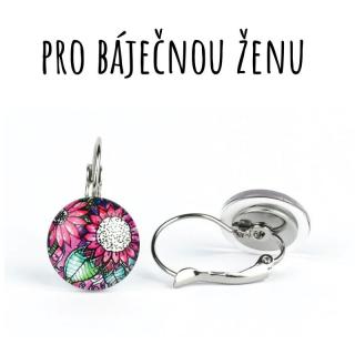 Malované květy náušnice VISACÍ 4 12 mm