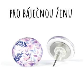 Malované květy skleněné náušnice pecky 12 mm
