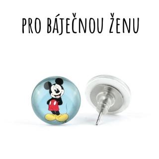Mickey Mouse skleněné náušnice pecky 10 mm