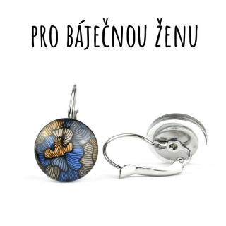Modré listy náušnice VISACÍ 12 mm