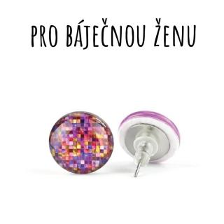Mozaika skleněné náušnice pecky 10 mm