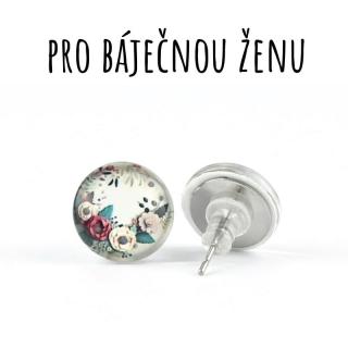Náušnice skleněné pecky květinový věnec 10 mm