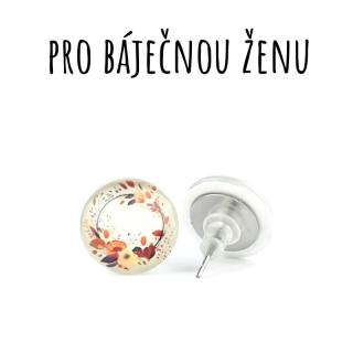 Náušnice skleněné pecky podzimní věnec 12 mm
