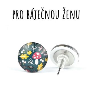 Podzimní les skleněné náušnice pecky 10 mm