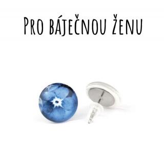 Pomněnka skleněné náušnice pecky 12 mm