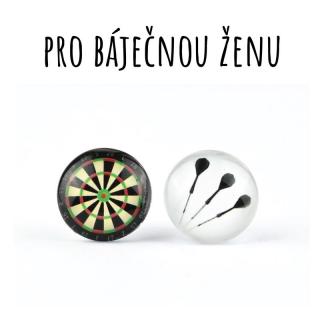 Šipky s terčem skleněné náušnice pecky 10 mm