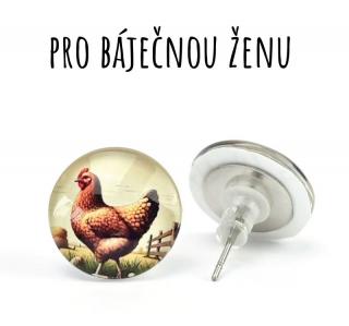 Slepice skleněné náušnice pecky 12 mm