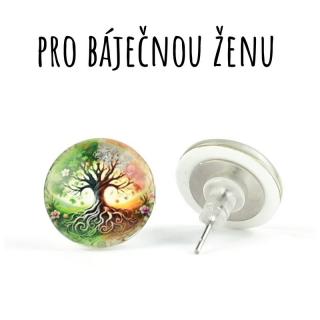 Strom života skleněné náušnice pecky 12 mm