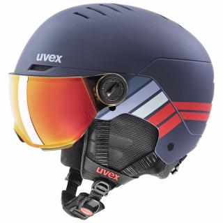 Juniorská helma UVEX ROCKET VISOR Barva: Modrá - červená, Velikost: 54 - 58 cm