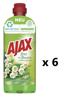 Ajax ULTRA 7 čistič na podlahy s vůní jarních květin 6x1l- VÝHODNÉ BALENÍ  - originál z Německa