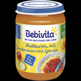 Bebivita 5+  Bio makarony s rajčatovou omáčkou a zeleninou 190g