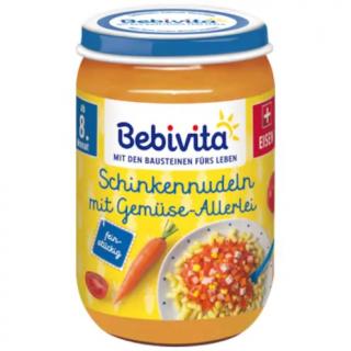 Bebivita 8+  Těstoviny se šunkou a zeleninovou směsí 220g  - originál z Německa