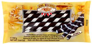 Biscuit Kakaové trubičky plněné smetanovým krémem - zebra 160g  - originál z Německa