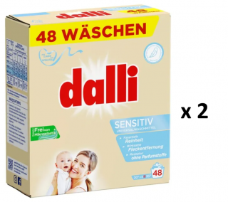 Dalli Sensitiv prací prášek pro citlivou pokožku 2x 3,12 kg, 96 dávek-VÝHODNÉ BALENÍ