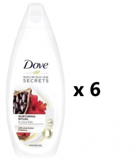 Dove krémový sprchový gel s kakaem a ibiškem 6x250 ml- VÝHODNÉ BALENÍ