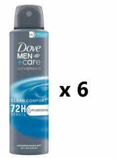 Dove Men+Care 72H Deo-Spray Anti-Transpirant Clean Comfort 6x150 ml- VÝHODNÉ BALENÍ