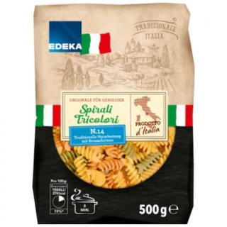 Edeka Italia Těstoviny Fusilli Tricolori 500g  - originál z Německa