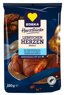 Edeka Lebkuchen perníčky plněné meruňkovou náplní v mléčné čokoládě 150 g  - originál z Německa