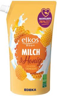 Elkos Mléko a med - tekuté mýdlo náhradní náplň 1000 ml  - originál z Německa