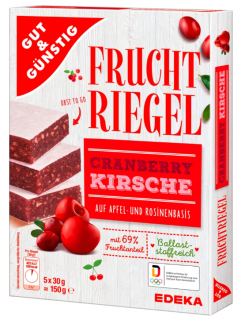 G&G Brusinkovo-třešňové ovocné tyčinky 3x50 g, 150g  - originál z Německa