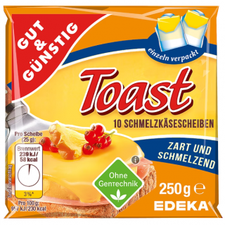 G&G Plátky taveného sýra na toasty 35%, 250 g  - originál z Německa