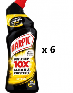 Harpic Powerplus 10x silný WC gel - citrón 6x750 ml- VÝHODNÉ BALENÍ  - originál z Německa