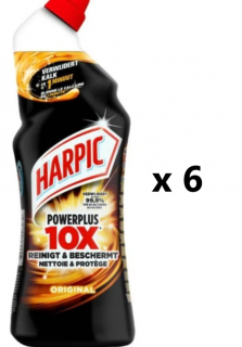 Harpic Powerplus 10x silný WC gel - originál 6x750 ml- VÝHODNÉ BALENÍ  - originál z Německa