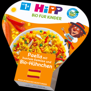 HiPP Bio dětský talíř Paella s barevnou zeleninou a bio kuřecím masem 250 g
