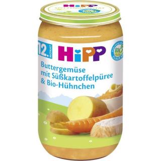 HiPP Bio Máslová zelenina se sladkým bramborovým pyré a BIO kuřecím masem 250g