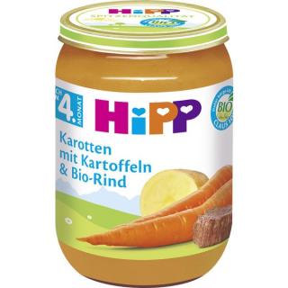 HiPP Bio Menu Mrkev s bramborem a BIO hovězím masem 190g