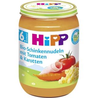 HiPP Bio Menu Nudle s šunkou s rajčaty a mrkví 190g
