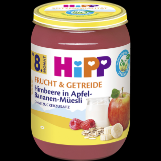 HiPP Bio ovoce a cereálie maliny, jablko, banán s müsli 190g